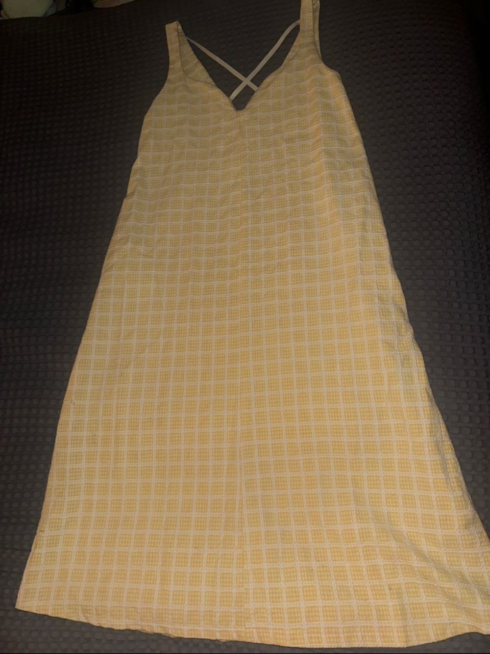 Yellow Check Cotton Slip Dress - Women's Summer Dress